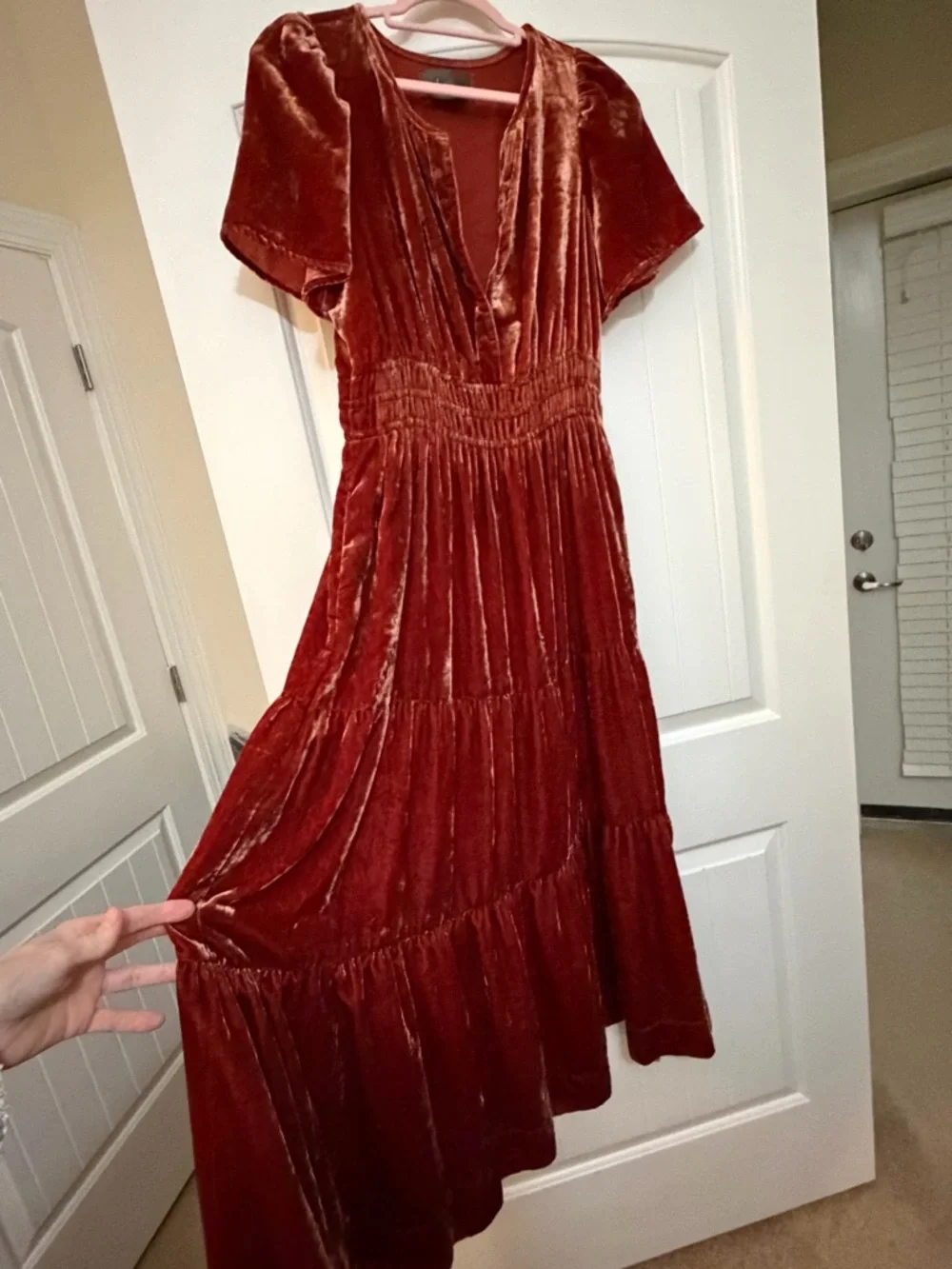 Anthropologie Velvet Maxi Dress in Deep Wine Red - Picture 10 of 16